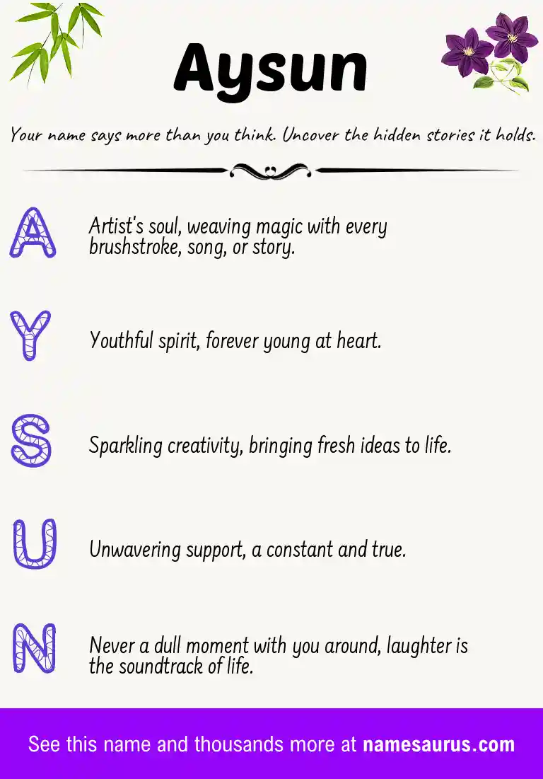 Acrostic poem about Aysun.