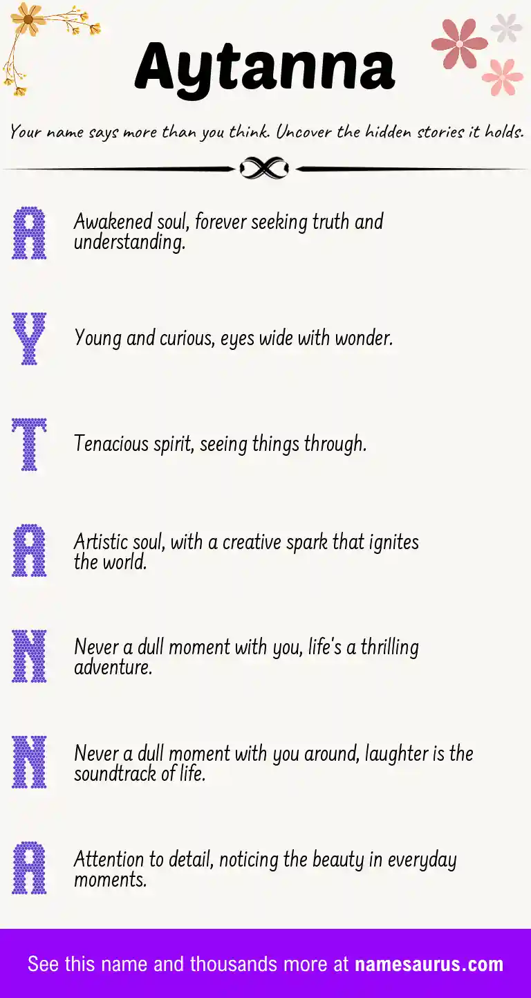 Acrostic poem about Aytanna.