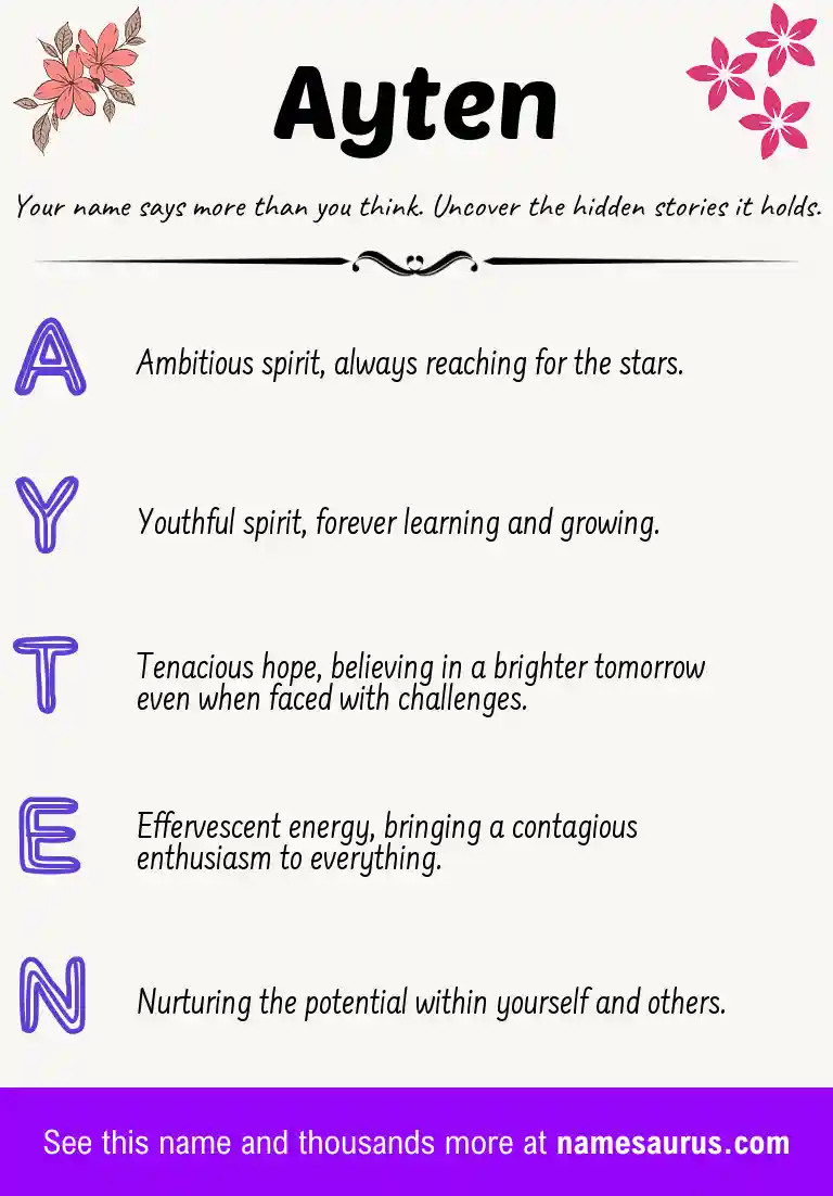 Acrostic poem about Ayten.