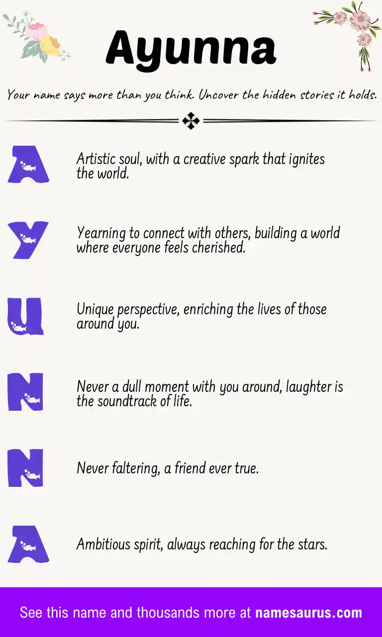 Acrostic poem about Ayunna.