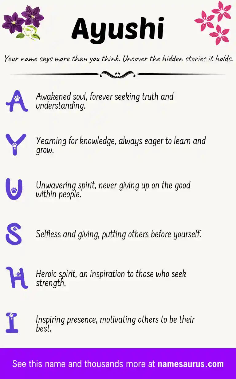 Acrostic poem about Ayushi.