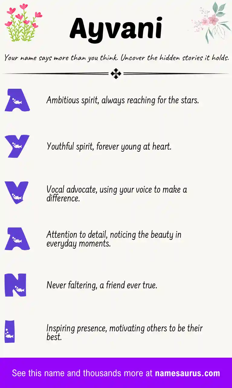 Acrostic poem about Ayvani.