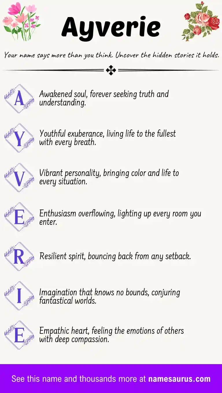 Acrostic poem about Ayverie.