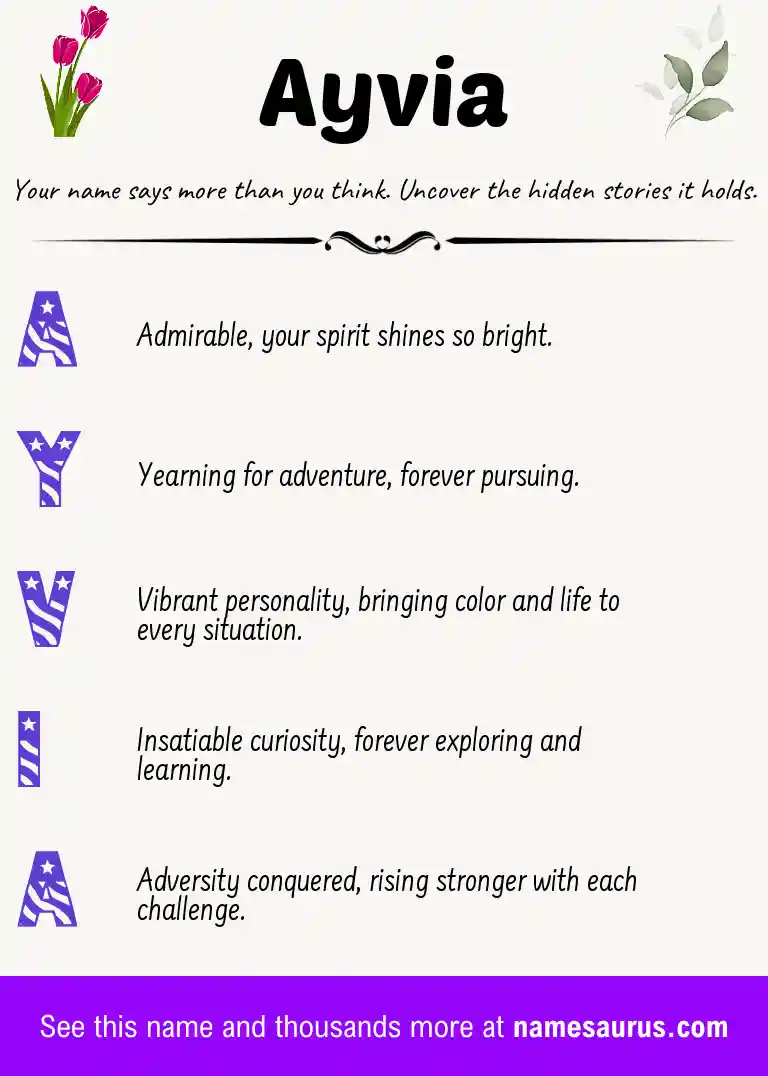 Acrostic poem about Ayvia.