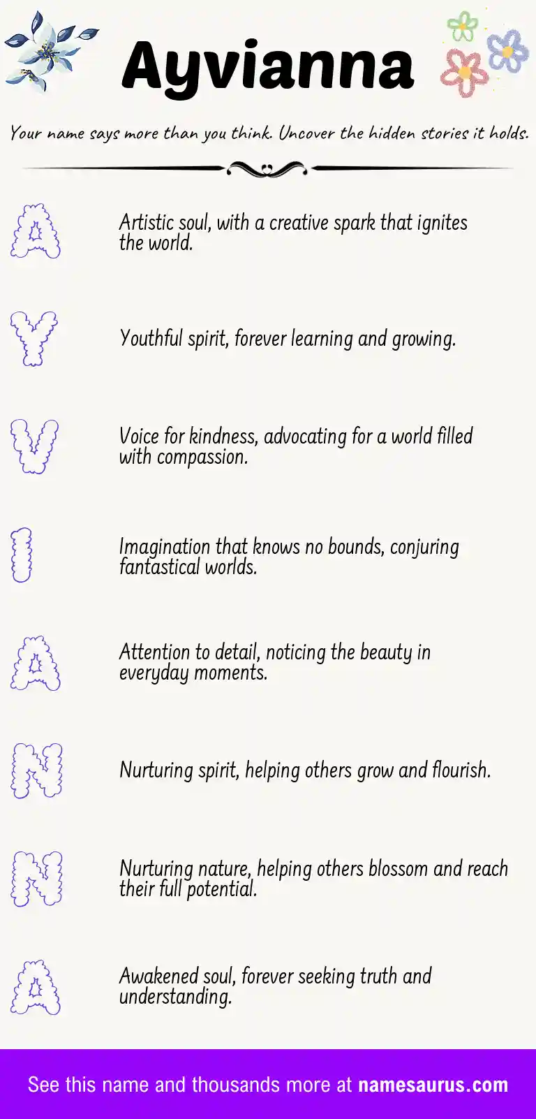 Acrostic poem about Ayvianna.