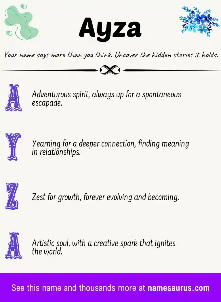 Acrostic poem about Ayza.