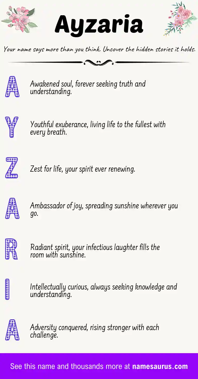 Acrostic poem about Ayzaria.