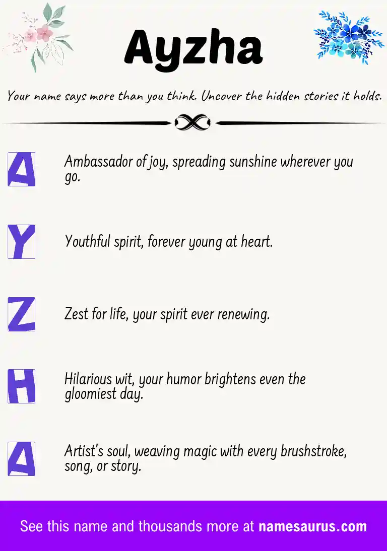 Acrostic poem about Ayzha.