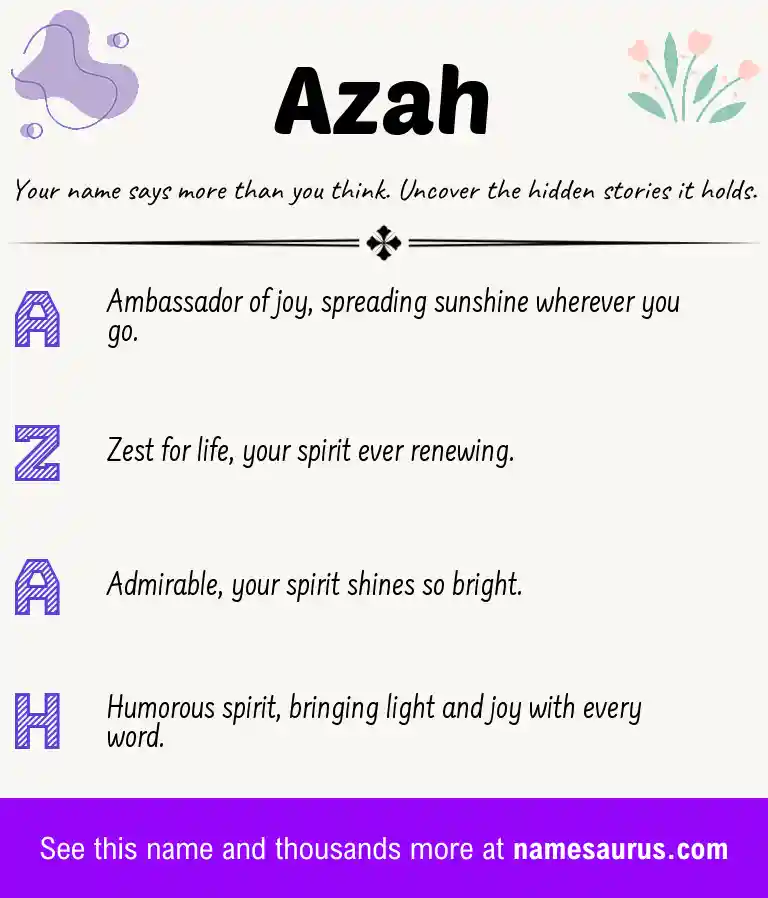Acrostic poem about Azah.