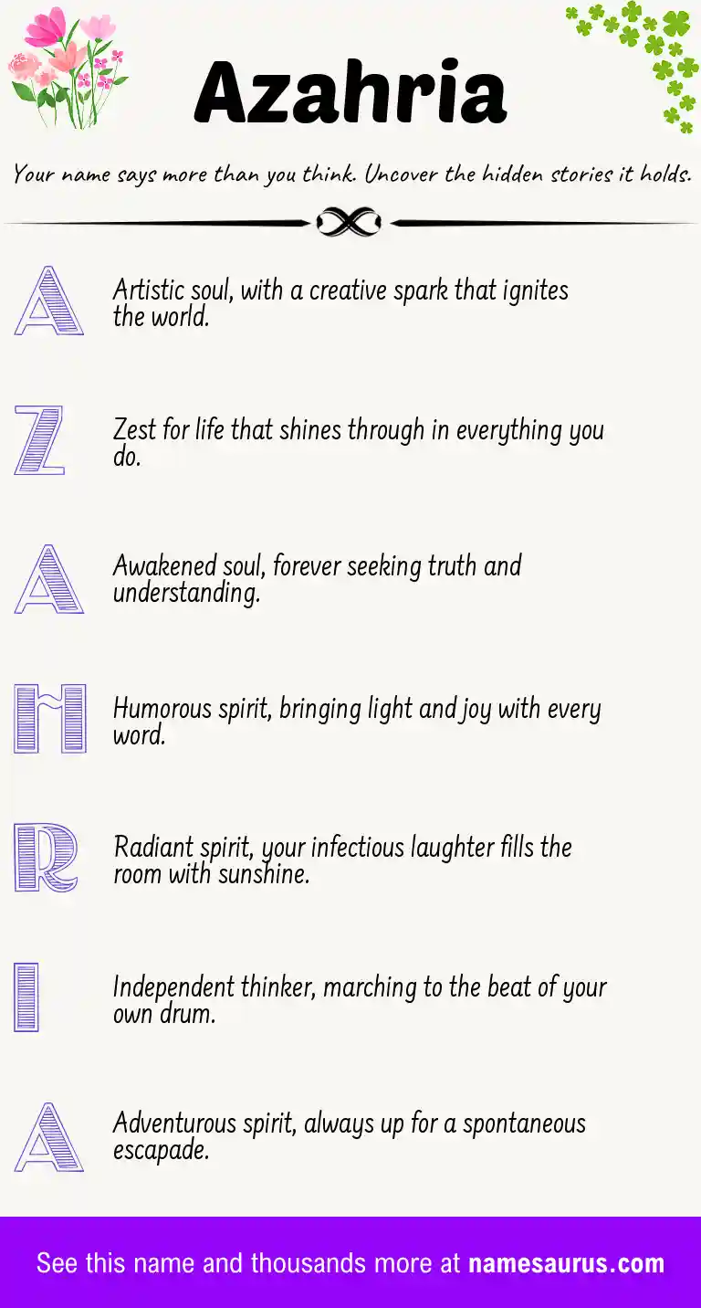 Acrostic poem about Azahria.