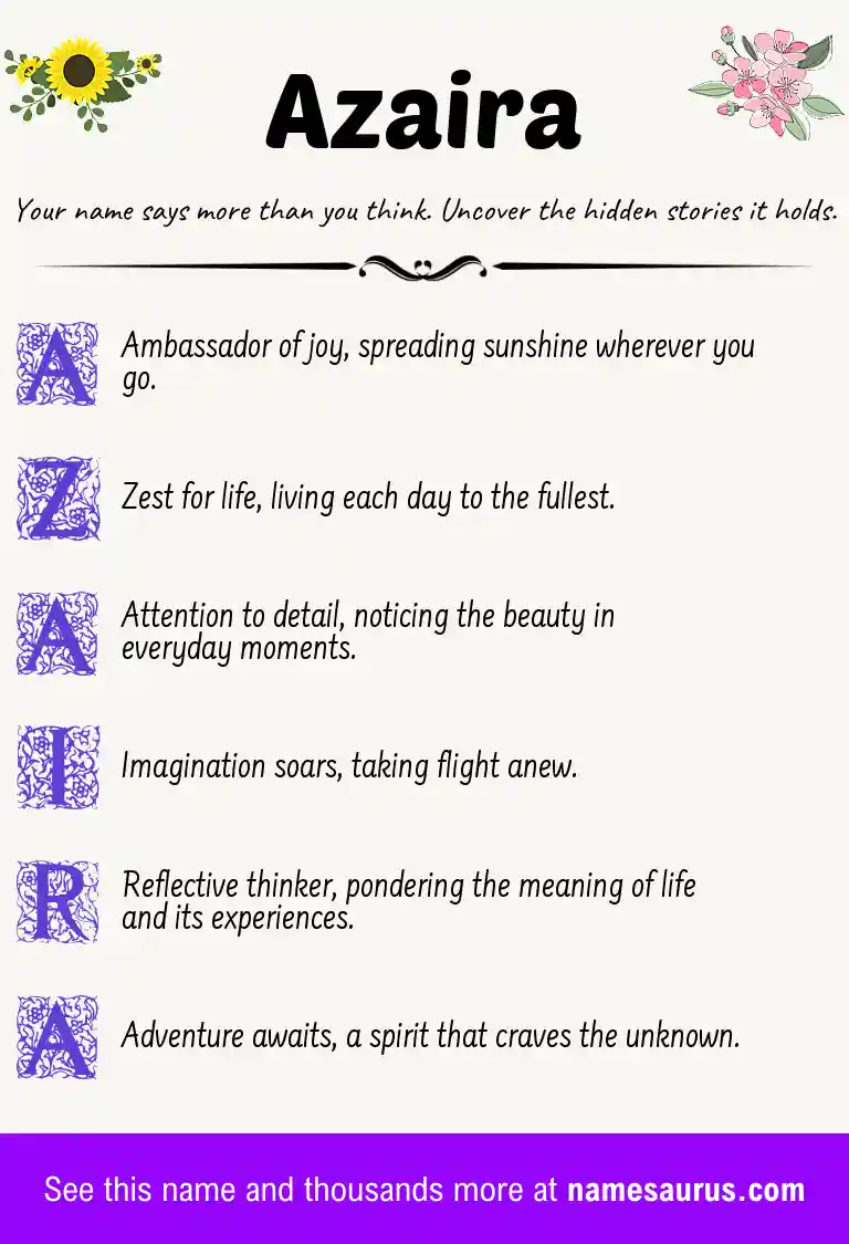 Acrostic poem about Azaira.