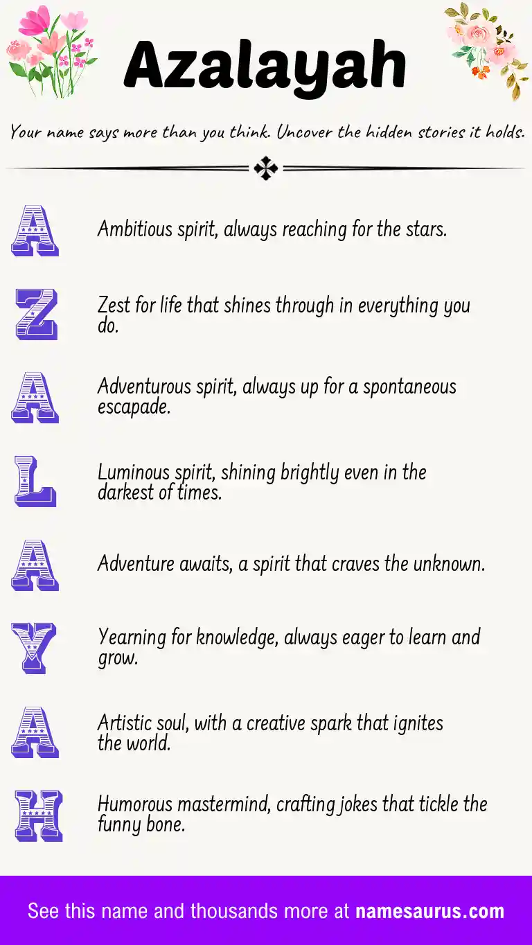 Acrostic poem about Azalayah.