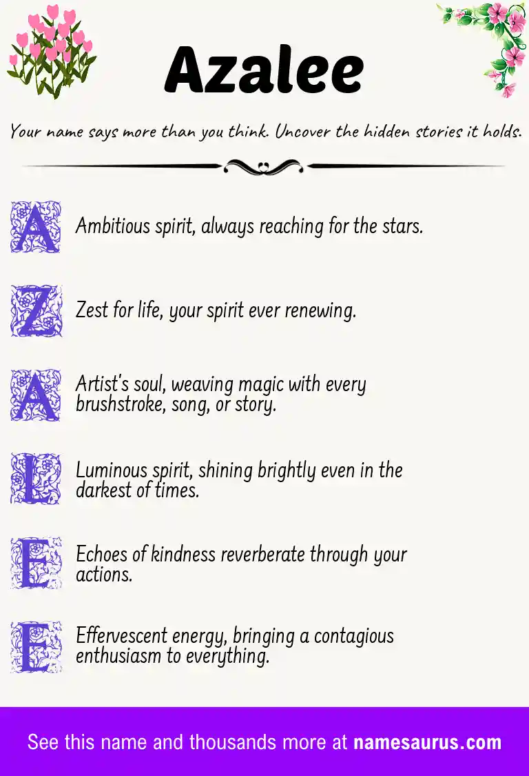 Acrostic poem about Azalee.