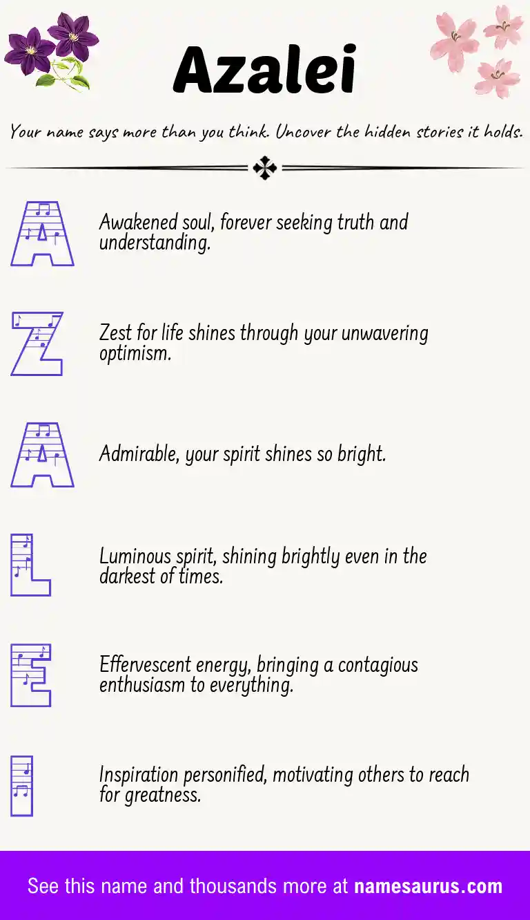 Acrostic poem about Azalei.