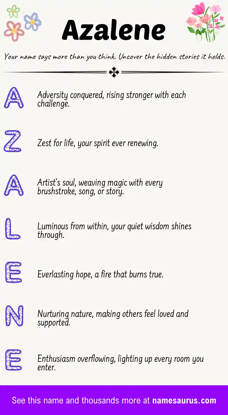 Acrostic poem about Azalene.