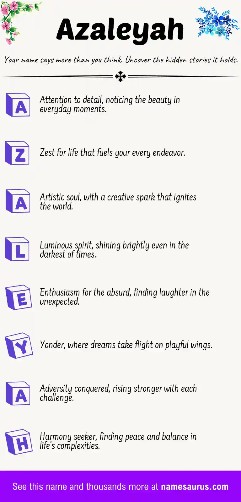 Acrostic poem about Azaleyah.