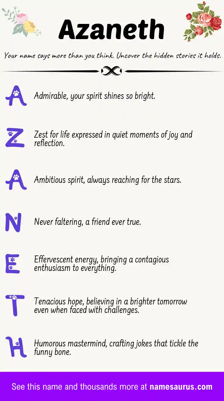 Acrostic poem about Azaneth.