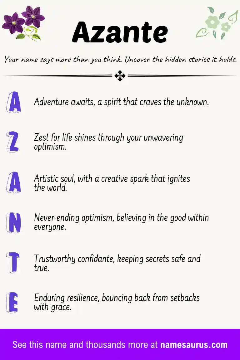 Acrostic poem about Azante.