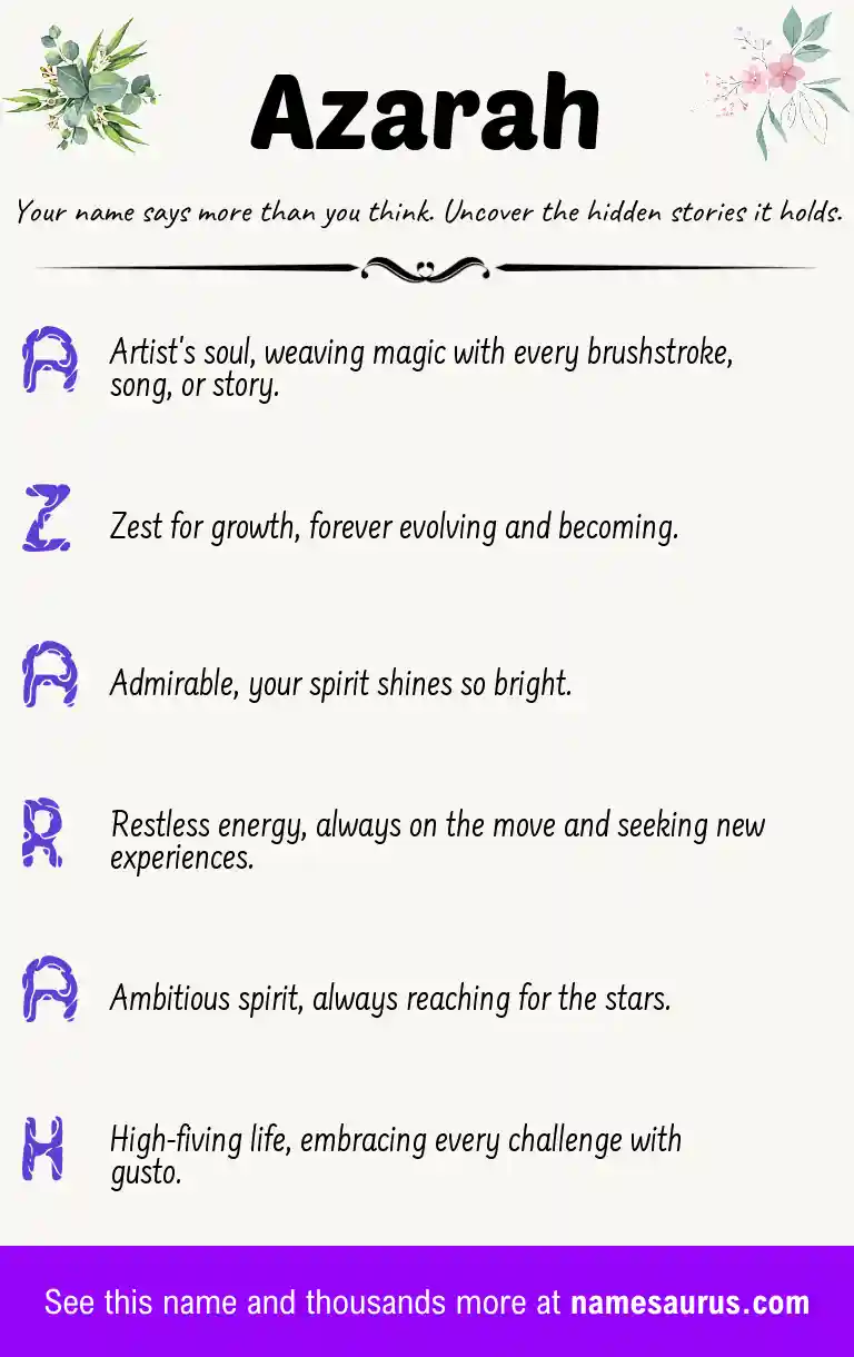 Acrostic poem about Azarah.