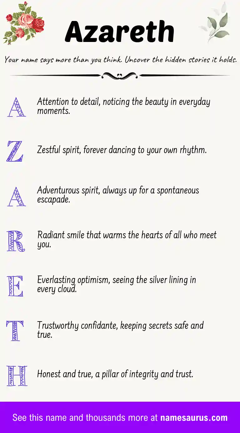 Acrostic poem about Azareth.