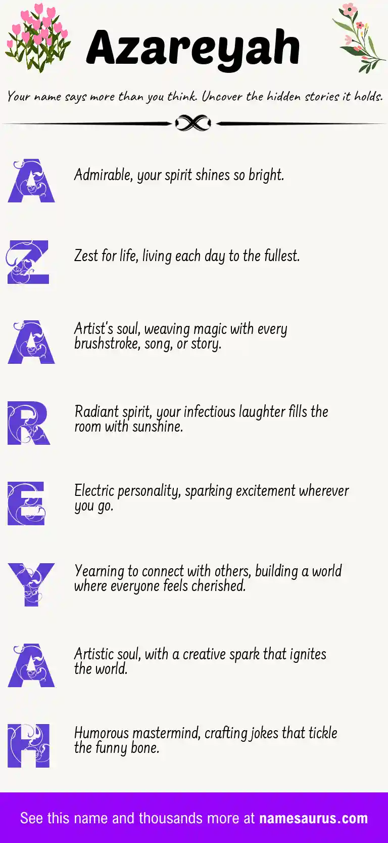 Acrostic poem about Azareyah.