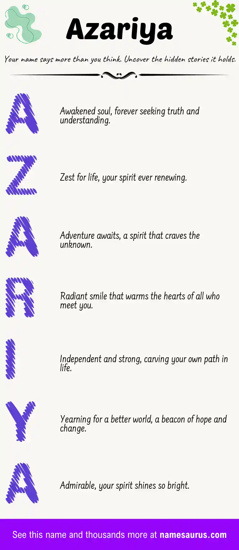 Acrostic poem about Azariya.