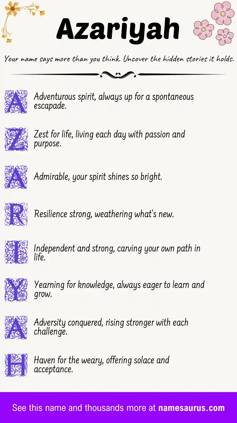 Acrostic poem about Azariyah.
