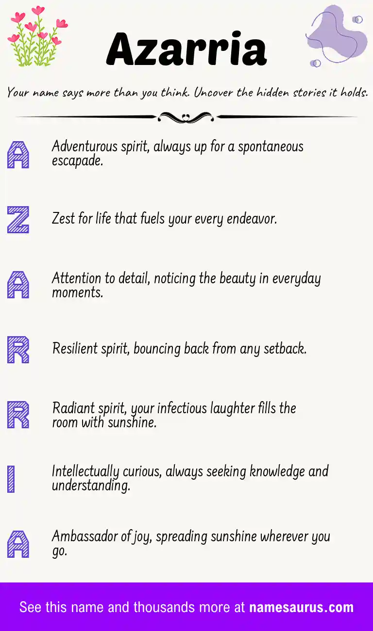 Acrostic poem about Azarria.