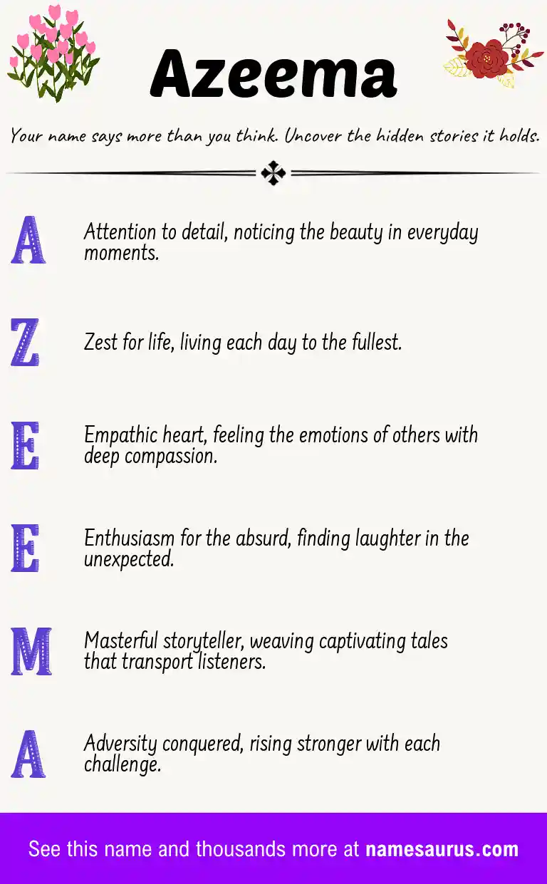 Acrostic poem about Azeema.