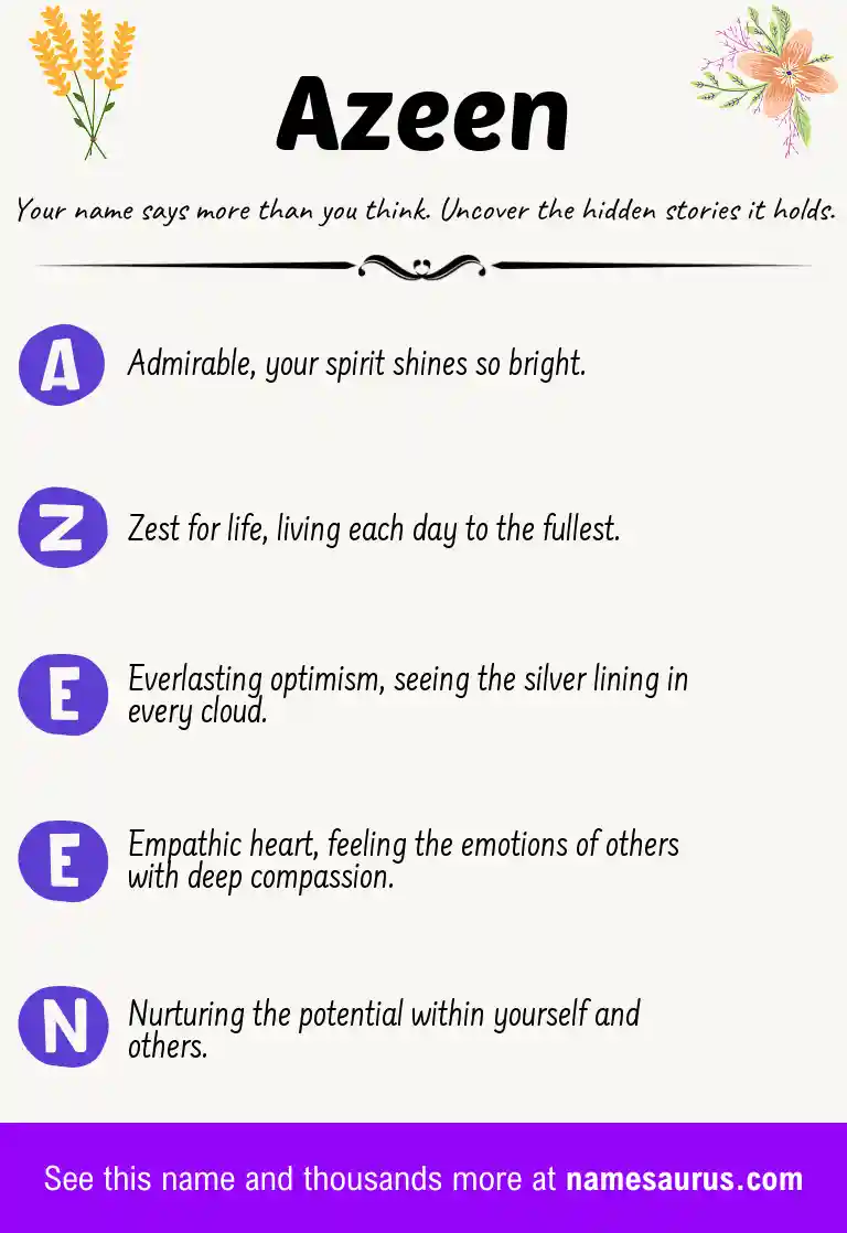 Acrostic poem about Azeen.