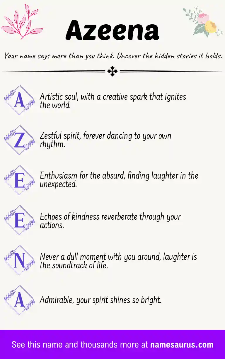 Acrostic poem about Azeena.