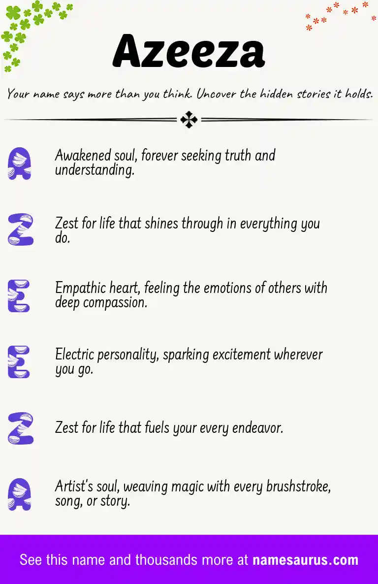 Acrostic poem about Azeeza.