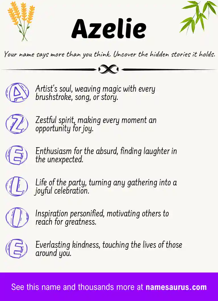 Acrostic poem about Azelie.