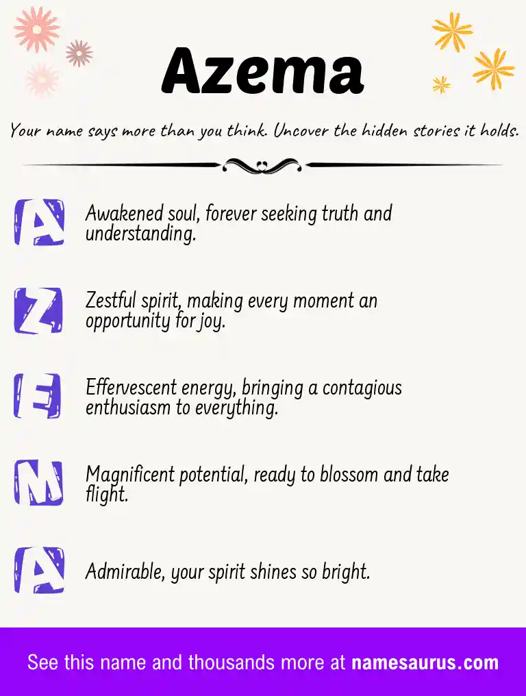 Acrostic poem about Azema.