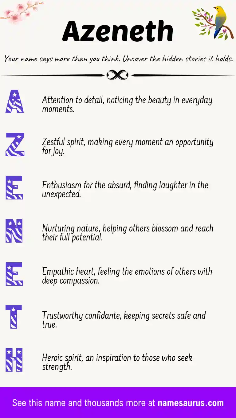 Acrostic poem about Azeneth.