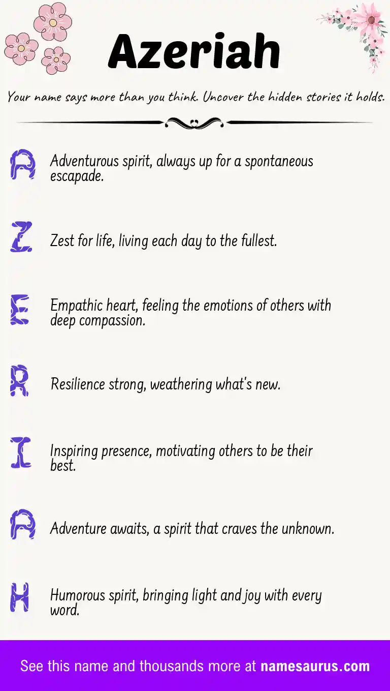 Acrostic poem about Azeriah.