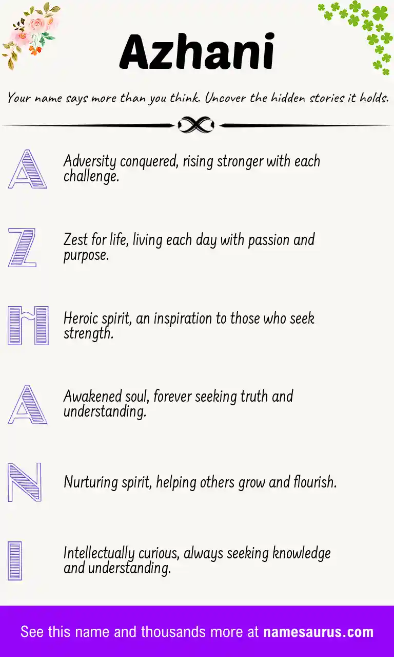 Acrostic poem about Azhani.