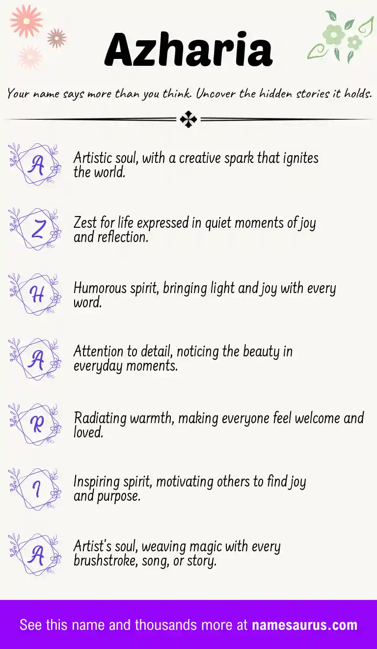 Acrostic poem about Azharia.