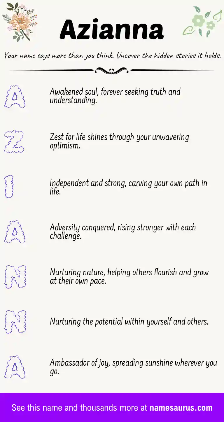 Acrostic poem about Azianna.
