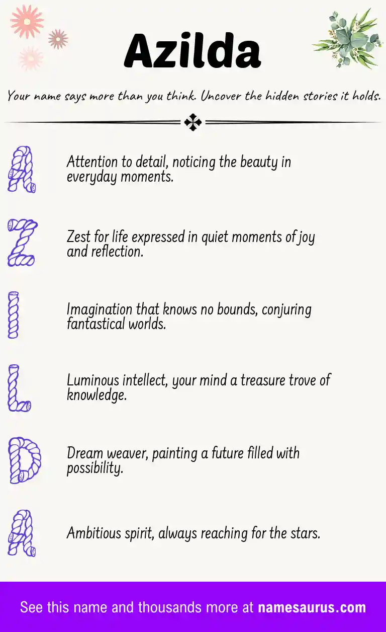 Acrostic poem about Azilda.