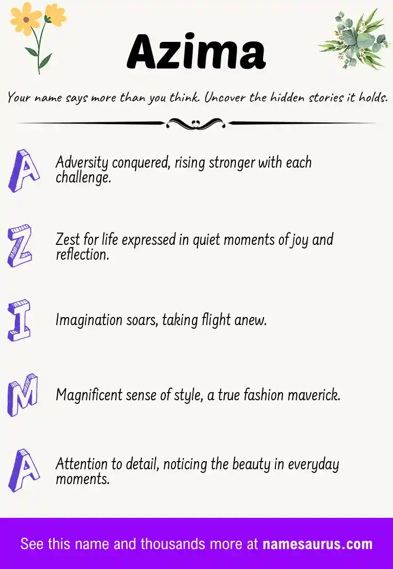 Acrostic poem about Azima.