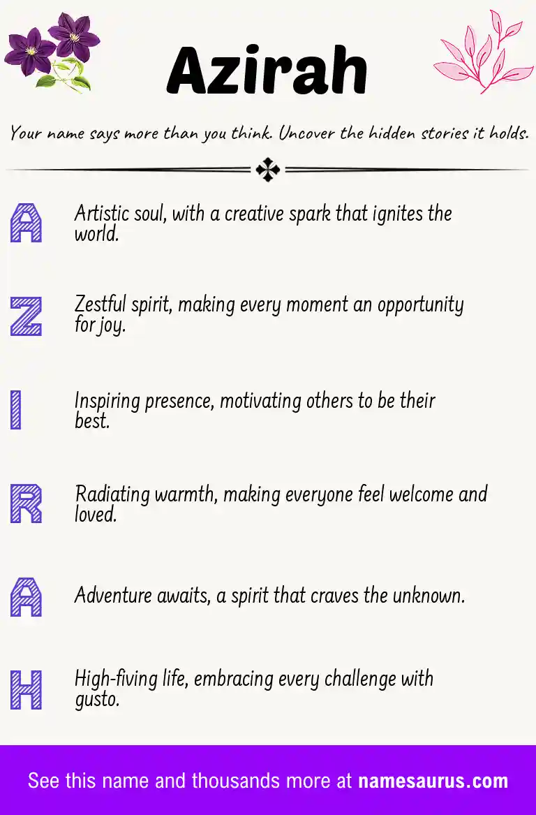 Acrostic poem about Azirah.