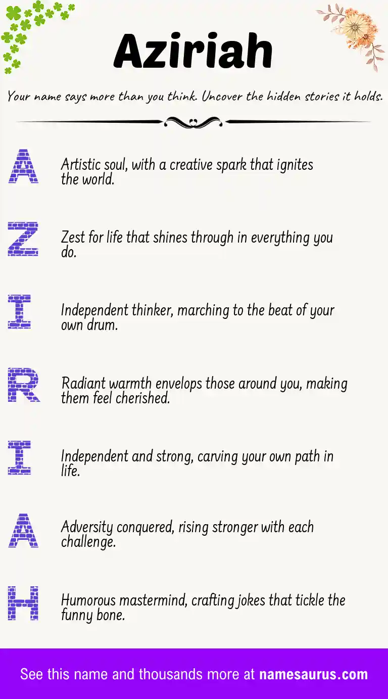 Acrostic poem about Aziriah.