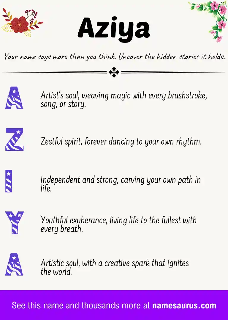 Acrostic poem about Aziya.