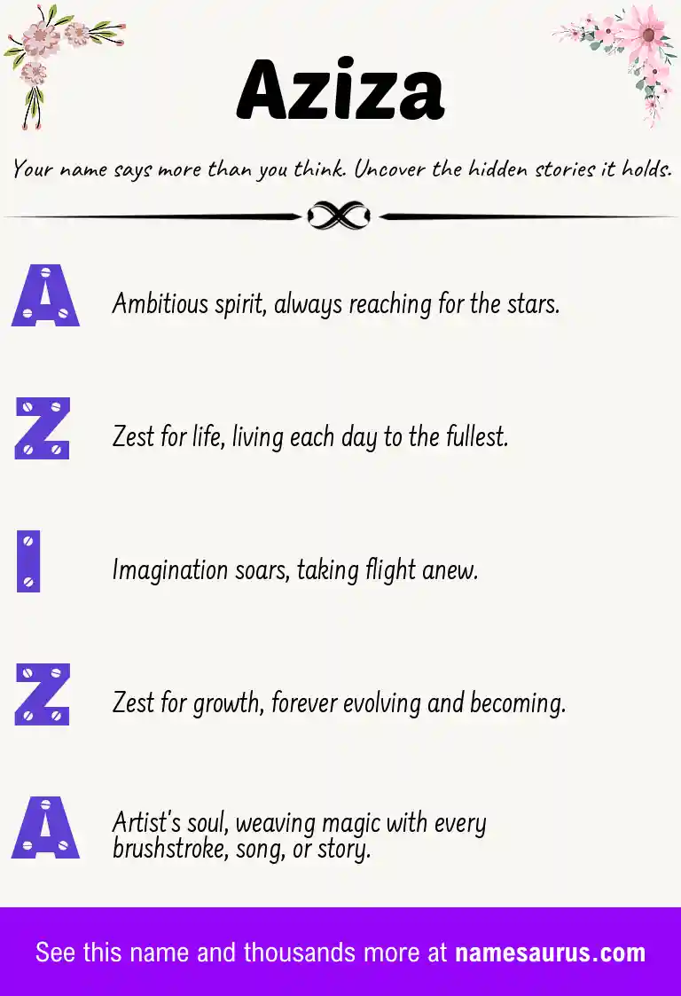 Acrostic poem about Aziza.