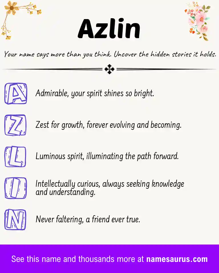 Acrostic poem about Azlin.