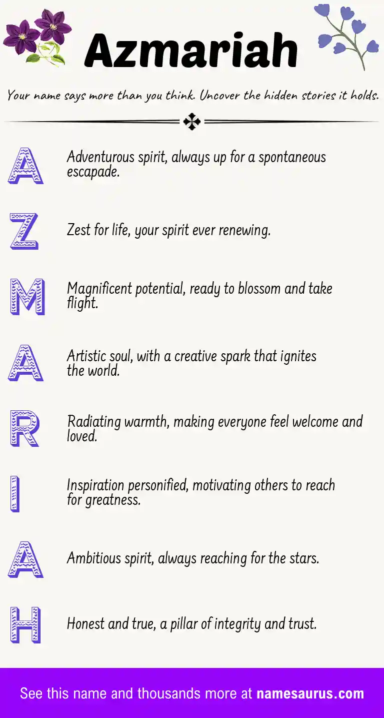 Acrostic poem about Azmariah.
