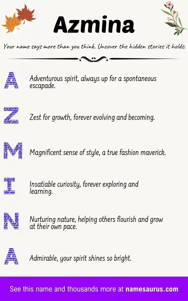 Acrostic poem about Azmina.