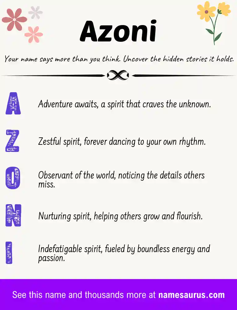 Acrostic poem about Azoni.
