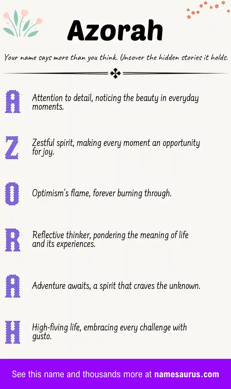 Acrostic poem about Azorah.